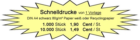 Schnelldrucke drucken auf DIN A4